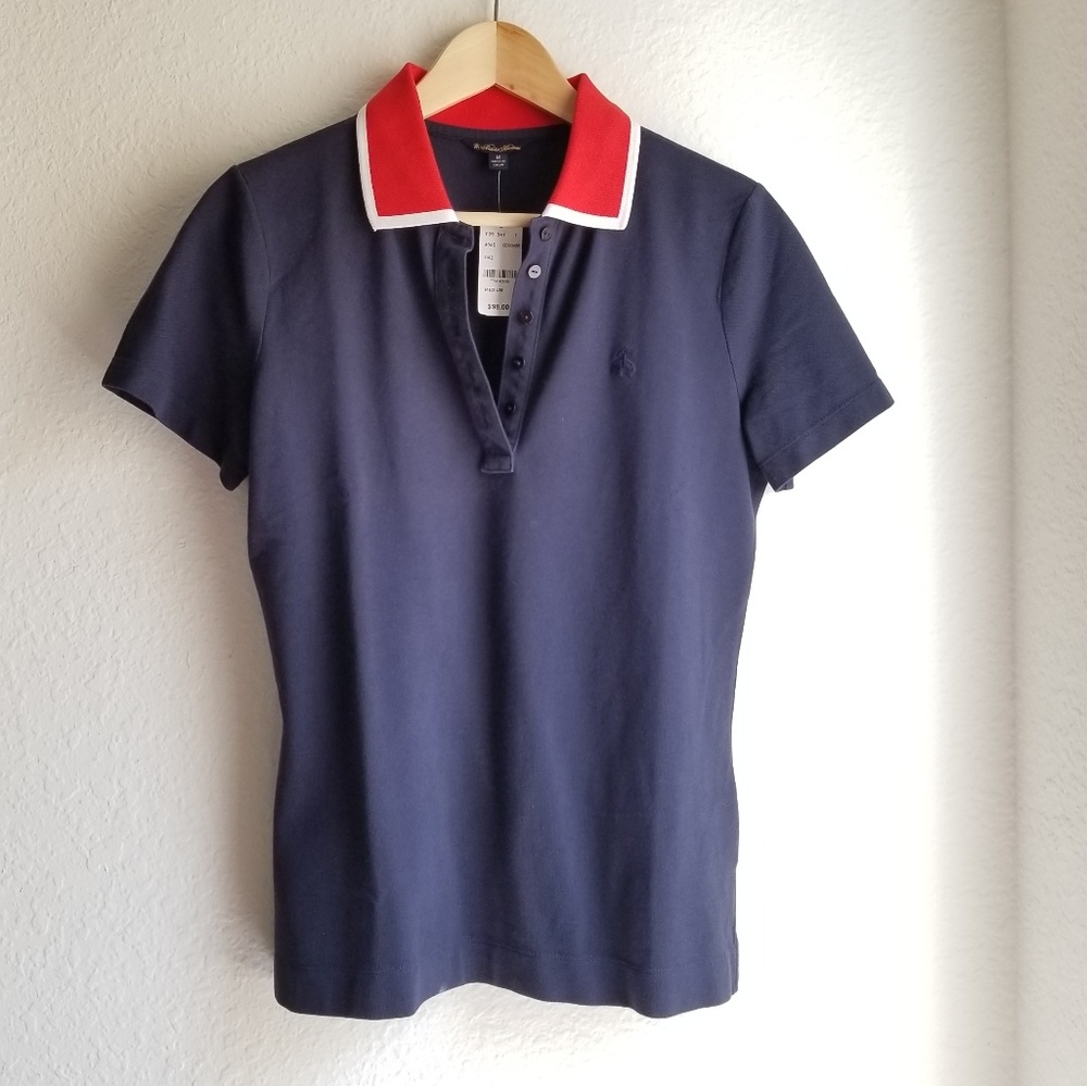 Brooks Brothers Knit Polo Shirt Navy Blue Size Medium